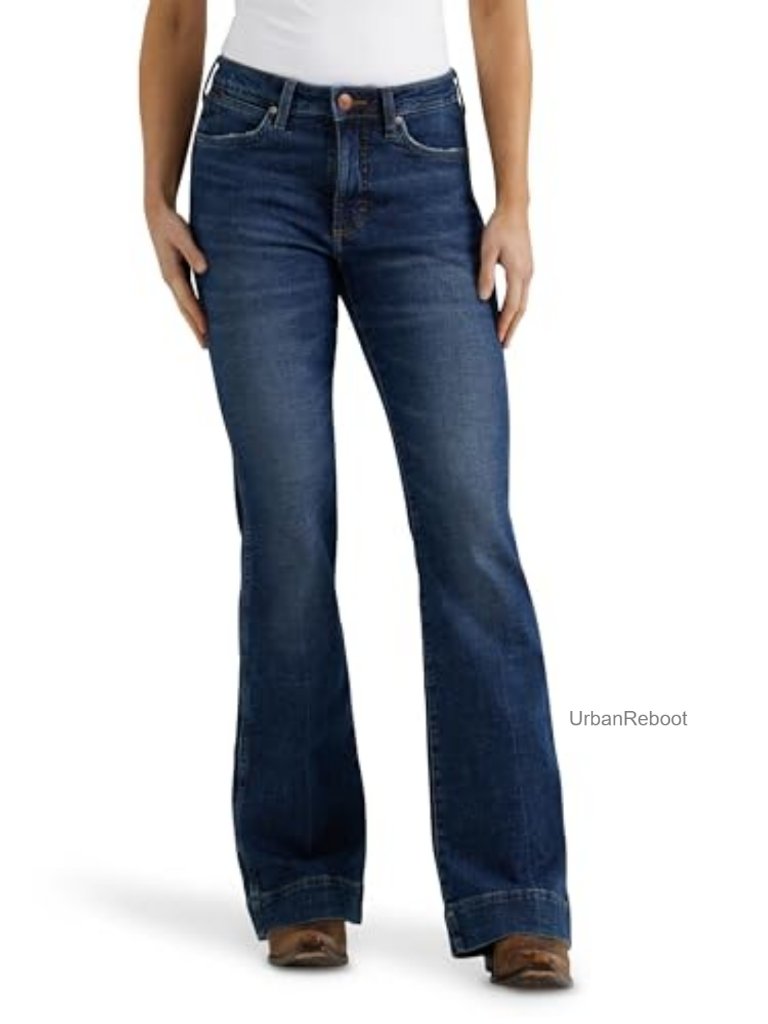High Rise Trouser Jean - Cotton Blend - Wide Leg - Retro Stitching